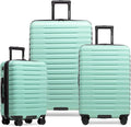 U.S. Traveler Boren Polycarbonate Hardside Rugged Travel Suitcase Luggage with 8 Spinner Wheels, Aluminum Handle, Mint, 3-Piece Set, USB Port in Carry-On