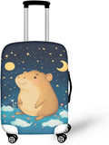 Capybara Suitcase Cover Cute Luggage Cover Protector Invisible Zipper Closure Travel Luggage Protector Fit 26-29 Inch Anti-Scratch Stretchable Suitcase Protector, Moon and Star