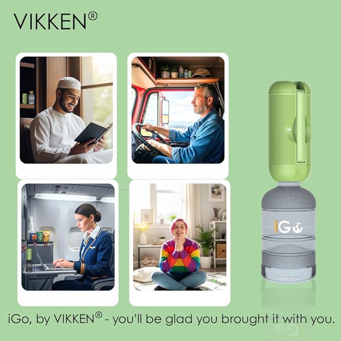 VIKKEN® 250ml iGo X Portable Travel Bidet USB-Type C Rechargeable Electric Mobile Handheld Ultra Strong Water Spray Personal Hygiene Self Care for Women & Men