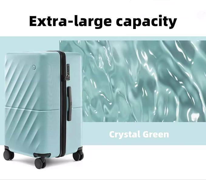Trunk Luggage 26 Inch, Medium Checked Luggage with Double Spinner Wheels, Anti-Burst Zipper, Hard Case PC Suitcase, Lightweight Travel Luggage, TSA Approved (Crystal Green, Hudson)