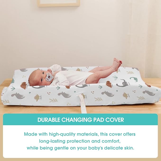 BROLEX Changing Pad Covers for Baby: Boy Girls Ultra Stretchy Soft 2 Pack, Cute Dinosaurs