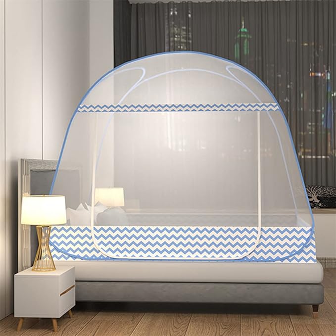 CdyBox Folding Mosquito Net Tent Canopy Curtains for Beds Home Bedroom Decor (Blue, 1.8X2.0m)