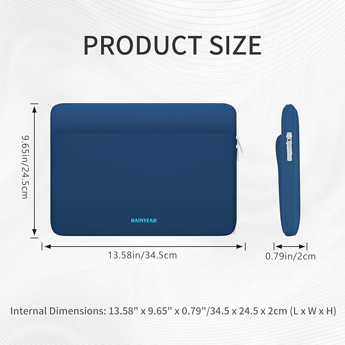 RAINYEAR Laptop Sleeve Case 13.3 Inch, Protective Portable Case with Front Pocket, Briefcase Handbag Laptop Bag Compatible with MacBook Air/Pro 13-13.3 inch, MacBook Pro 14 inch, Navy Blue