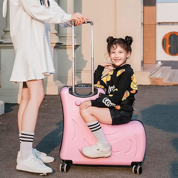 N-A Kids Ride On Suitcase with Wheels, Scooter Luggage for Toddlers Travel, Durable Children's Suitcase for Boys & Girls Ages 2-19 Years