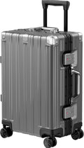 Krute Carry On Luggage 20 inch Aluminum Frame Suitcase with Spinner Wheels No Zipper PC+ABS Hardshell Luggages TSA Lock Zipperless Suitcases