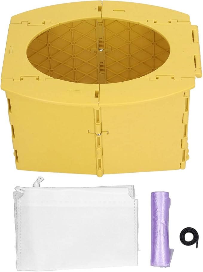 Portable Potty for Toddler Travel, Foldable Toddler Toilet Seat Travel Potty Training Toilet for Boys Girls, Mobile Folding Toilet for Car, Camping, Tourism, Outdoor, Indoor (Yellow)