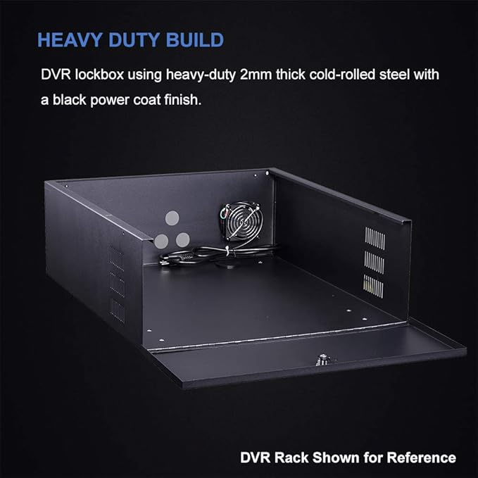 Kenuco White Heavy Duty 16 Gauge Steel DVR Security Lockbox with Fan (BK 15'' X 14.86'' X 4.96'')
