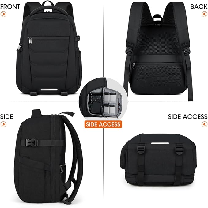 SDYSM Camera Bag Backpack Professional for DSLR SLR Mirrorless Camera Waterproof Laptop Back Pack 14 Inch with Rain Cover Anti Theft Travel Case Large Capacity Photography Backpack Black