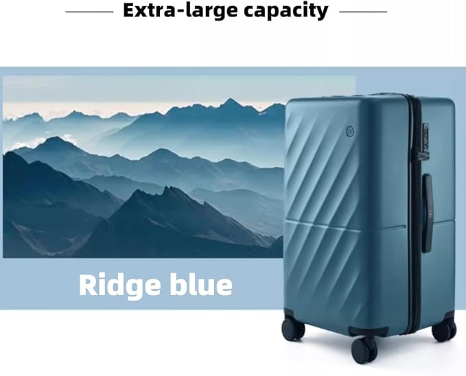Trunk Luggage 26 Inch, Medium Checked Luggage with Double Spinner Wheels, Anti-Burst Zipper, Hard Case PC Suitcase, Lightweight Travel Luggage, TSA Approved (Topaz Blue, Hudson)