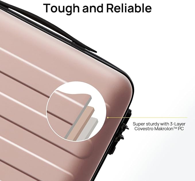 Carry on Luggage 22 X 14 X 9 Airline Approved, 20 Inch Luggage for 3-5 Days Travel, Double Spinner Wheels, 100% Hardshell PC, TSA Lock (04-Pink (Basic), Checked 24-Inch)