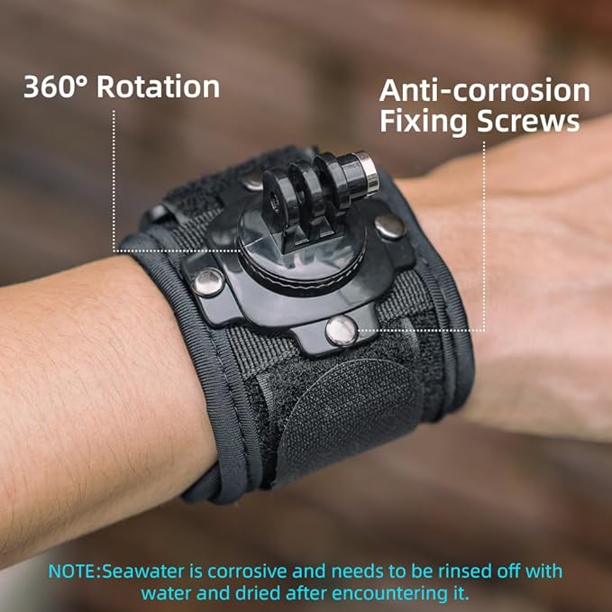 SUREWO Wrist Strap Mount with Quick Release Adapter Compatible with GoPro Hero 13/12/11/10/9/8/7//6/5 Black,DJI Osmo Action 5 pro/4/3/2,Insta 360 ONE R,AKASO/Campark and More