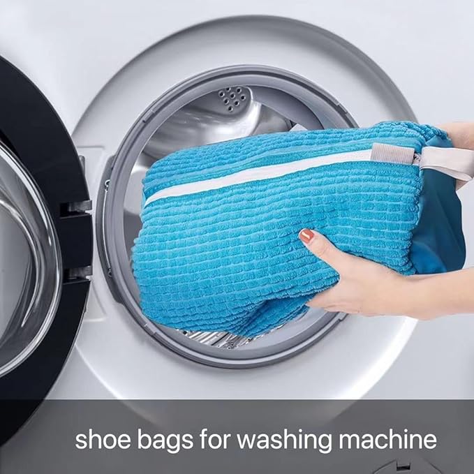 Shoe Laundry Bags for Washing Machine, 2 Pcs Shoe Washing Bag, Laundry Shoe Bag for Washer and Dryer, Reusable Shoe Washing Bags Shoe Washing Machine Bag (Blue-2Pcs)