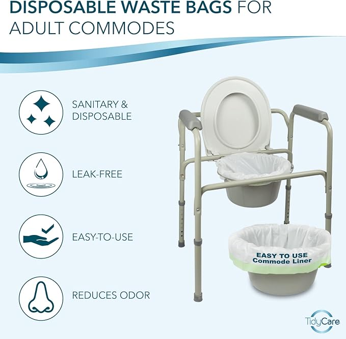 Disposable Bedside Commode Liners for Adult Portable Toilet Chair Seat Bucket and Bedpan | Value Pack of 192 Waste Bags | Universal Fit Liners for Home Medical Care