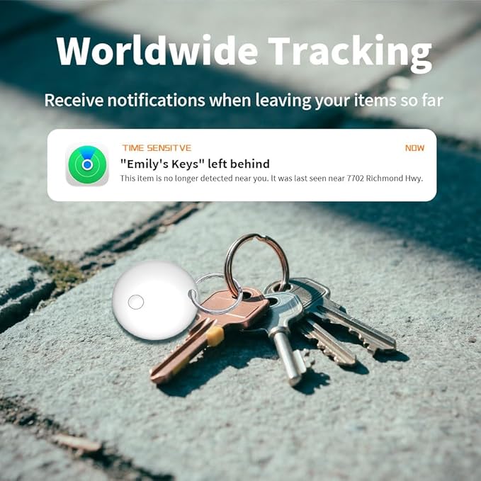 4 Pack Smart Tag Tracker Works with Apple Find My, IP65 Waterproof and Replaceable Battery, Bluetooth Tracker Item Locator for Key Pet Wallet Backpack Luggage, White (iOS 14.6 or Above)