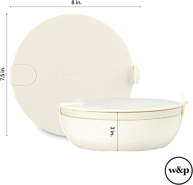W&P Porter Bowl Lunch Container w/ Protective Non-slip Exterior, Blush 1 Liter | Lid & Snap-tight Silicone Strap | Food Storage, Bento Box, Meal Prep | BPA-Free Ceramic