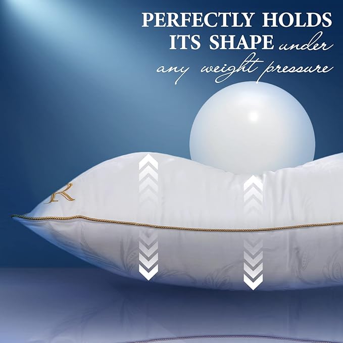 Royal Therapy King-Size Professional Hotel Pillow (Pack of 1) - A Set of Premium Plush Gel Microfiber Down Alternative Hypoallergenic Bed Pillows for Your Bedroom - Side, Stomach & Back Sleepers