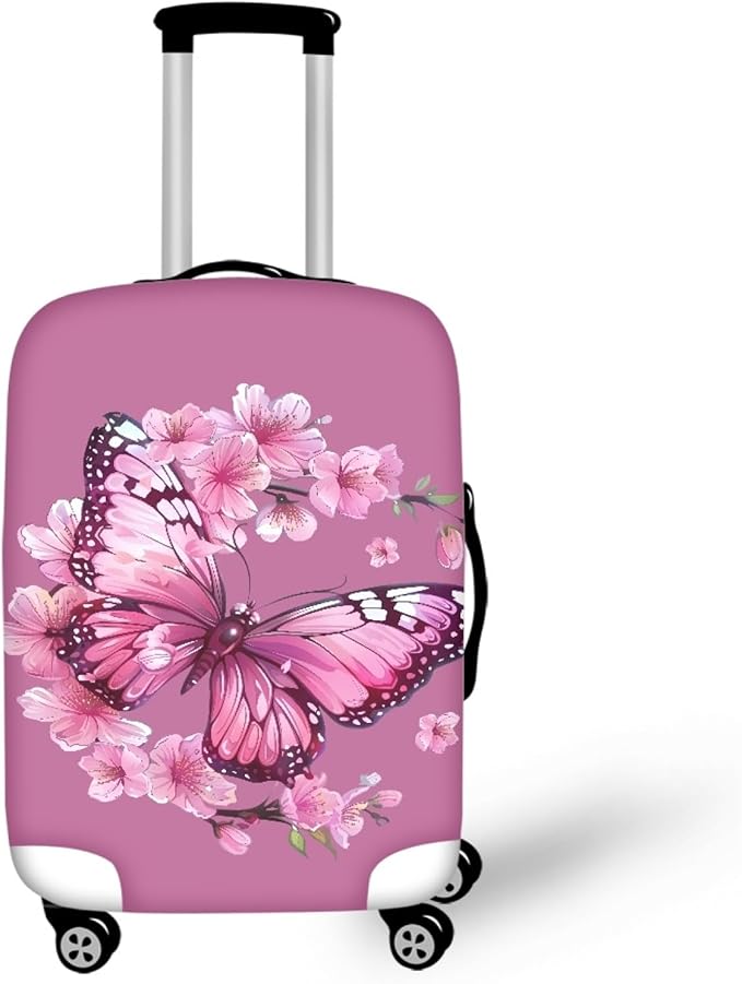 Purple Butterfly Luggage Cover Anti-scratch Baggage Suitcase Protector Fits 26-29 Inch Luggage