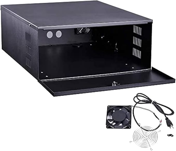 Kenuco White Heavy Duty 16 Gauge Steel DVR Security Lockbox with Fan (BK 18'' X 17.9'' X 4.96'')
