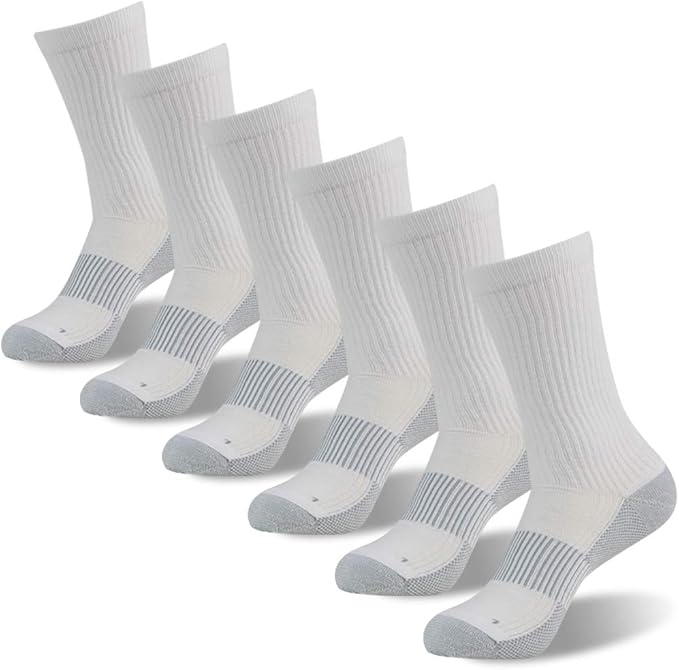 FOOTPLUS Hiking Copper Compression Socks,Unisex Cushioned Sole Arch Support Athletic Crew Running Socks