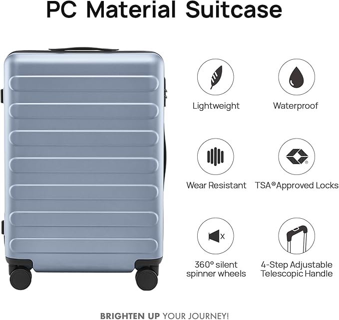 Carry on Luggage 22 X 14 X 9 Airline Approved, 20 Inch Luggage for 3-5 Days Travel, Double Spinner Wheels, 100% Hardshell PC, TSA Lock (03-Shadow (Basic), Checked 24-Inch)