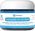 Hexagels Plus Aloe Vera - Advanced Healing Hydrogel Pads for Blister Prevention & Soothing Burn Care - Foot, Heel, Toe, & Ankle Protection, Pack of 50, 1-Inch Patches, Original Formula