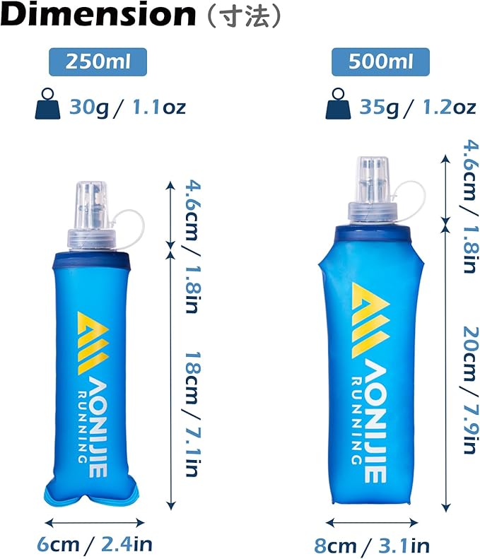 TRIWONDER Soft Flask Collapsible Water Bottles Running Bottle BPA-Free Foldable Handheld Runner Water Flask for Hydration Pack Marathon Hiking Cycling Climbing Travel (250ml/8.45oz)