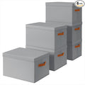 Storage Bins with Lids - Large Fabric Closet Bins with Lid, 6 Pack Clothes Organizers and Storage, Collapsible Stackable Cube Basket for Home, Office, Dorm, Grey