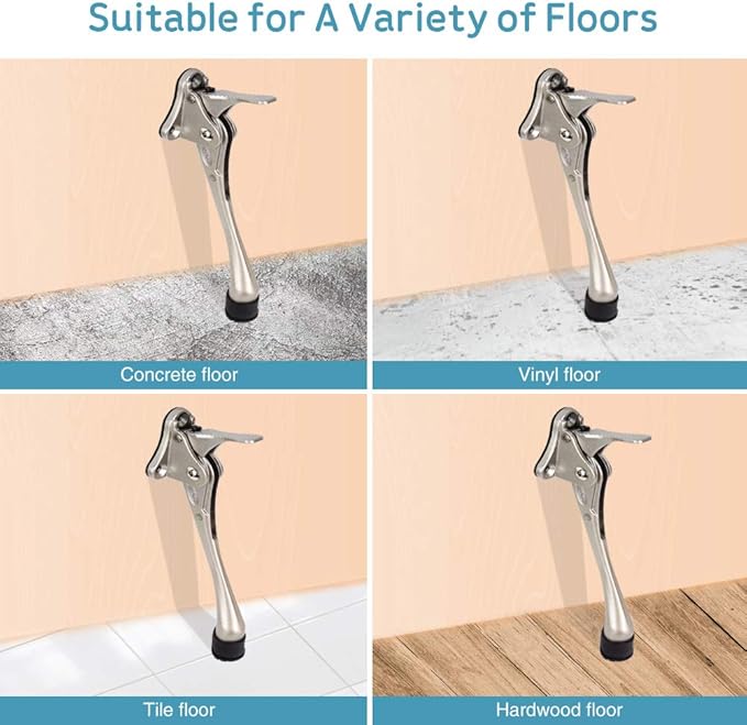 Door Stopper, One-Touch semi-Automatic Metal Door Stopper, with Non-Slip Rubber Tip for Wood, Concrete, Tiled, and Carpeted Floors (6inch x 15pack, Black)