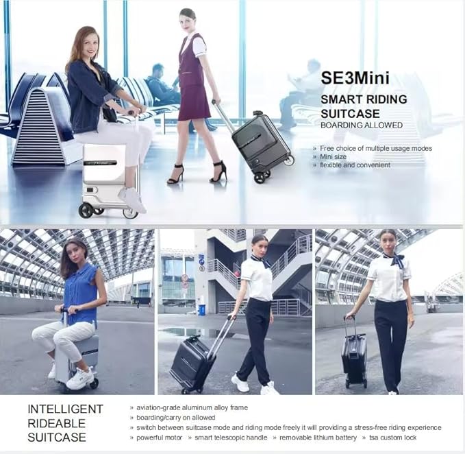 Airwheel 20 Inch Smart Rideable Suitcase Electric Luggage Scooter Carry On Luggage (black)