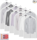 Clear Garment Bags Clothes Covers Protecting Dusts (Set of 12) for Storage Plastic Garment Bags Hanging Clothes Bags Dress Bag for Gowns Long with Zipper for Closet - 24'' x 40''/12 Pack