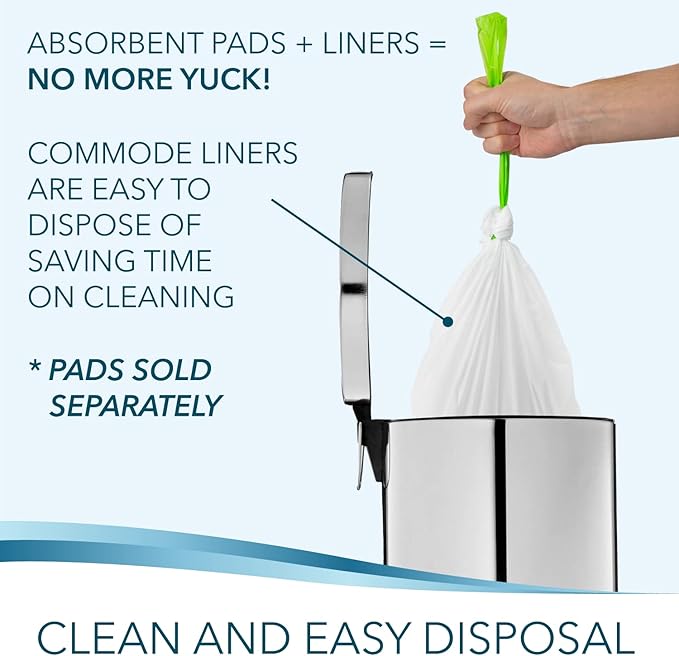 Disposable Bedside Commode Liners for Adult Portable Toilet Chair Seat Bucket and Bedpan | Value Pack of 192 Waste Bags | Universal Fit Liners for Home Medical Care