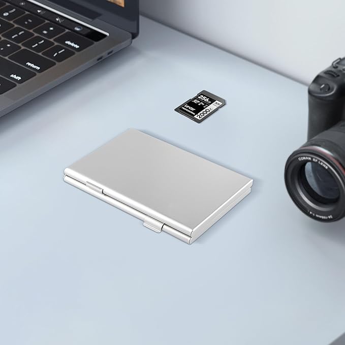 Aluminum SD Card Case, 18Slots Ultrathin SD Card Holder, Memory Card Storage Holder,Fit for 4 SD Card, 14 Micro SD Card, Silver