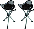 Travel Chair Slacker Tripod Chair for Camping, Set of 2, Adjustable Carry Strap for Easy Transport | Oversized Duck Feet for Improved Stability | Perfect for Outdoor Adventures (Black)