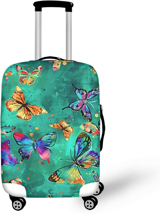Butterflies Print Baggage Covers for 30-32 Inch Anti Scratch Luggage Protector for Women Girls Boys Non Slip Spandex Suitcase Cover Colorful Luggage Cover