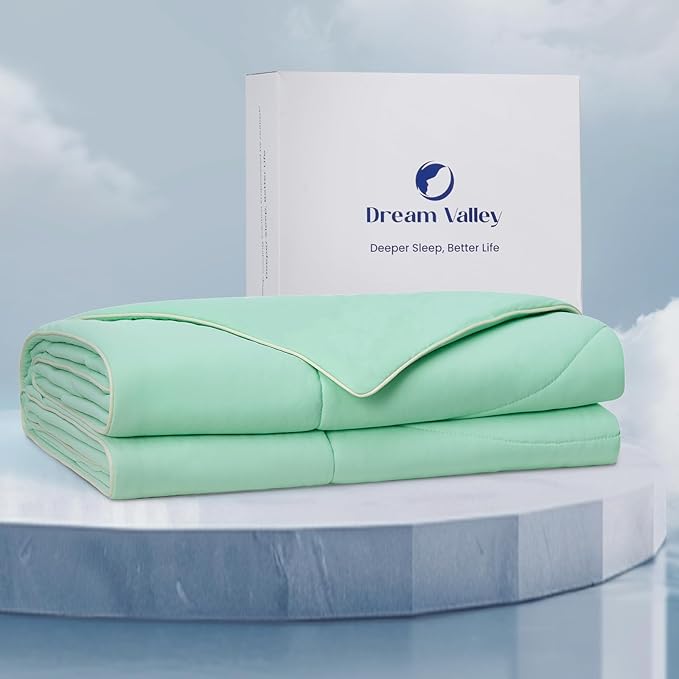 Dream Valley® Outlast® Deepsleep Cooling Comforter, Full/Queen Size, NASA-Grade Space Technology Cooling Blanket for Hot Sleepers Night Sweats, Q-Max > 0.45 Aerocool™ Breathable, Mint Macaron, 90"x90"