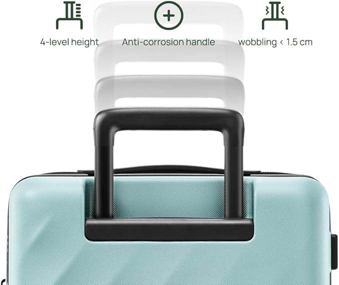 Trunk Luggage 26 Inch, Medium Checked Luggage with Double Spinner Wheels, Anti-Burst Zipper, Hard Case PC Suitcase, Lightweight Travel Luggage, TSA Approved (Crystal Green, Hudson)