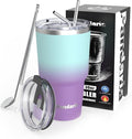 30 oz insulated tumbler with lid and straw, Reusable Spill Proof & Leak Proof Tumbler for Hot and Cold Beverages, Ideal for Iced coffee, Smoothies & Water (Sea)