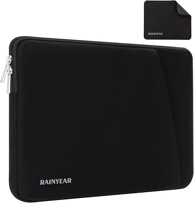 RAINYEAR Laptop Sleeve Case with Front Pocket, 15 16 Inch Protective Portable Case with Front Pocket, Briefcase Laptop Bag Cover Compatible for MacBook Pro/Max M4 M3 M2 M1 2025 2024 2023 2022, Black