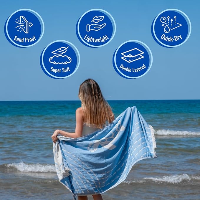 Turkish Beach Towel - 100% Organic Cotton - Soft, Quick-Dry, Sand Proof, Prewashed - Lightweight & Oversized for Beach, Pool, Yoga, Bath, Travel, Gym, Throw - Merlot (Red)