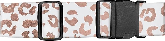 Luggage Straps for Suitcases, Adjustable Travel Belt, Durable Wide Luggage Strap, Cute Suitcase Strap Identifiers with Buckle, Bag Straps for Luggage, White Pink Leopard