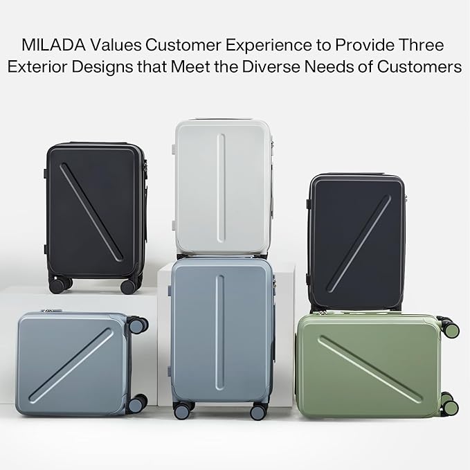 MILADA 16 Inch Underseat Carry On Luggage With Wheels Small Suitcase Underseat Carry On Bag Hard Case Luggage With TSA Approved Luggage Mini Travel Luggage Personal Item, Black