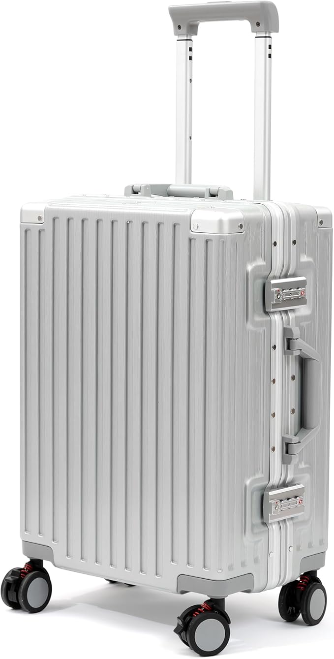 UrbanExporer 26 Inch Hardside Zipperless Luggage with Spinner Wheels, TSA-Approved Lock, Aluminum Frame, Lightweight Checked Suitcase for Travel, Sliver