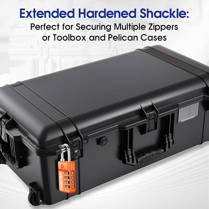 TSA Approved Travel Luggage Locks, Open Alert Combination Lock for School Office & Gym Locker,Toolbox, Pelican Case,Easy Read Dials- 1, 2 & 4 Pack (1, Orange 2PACK)