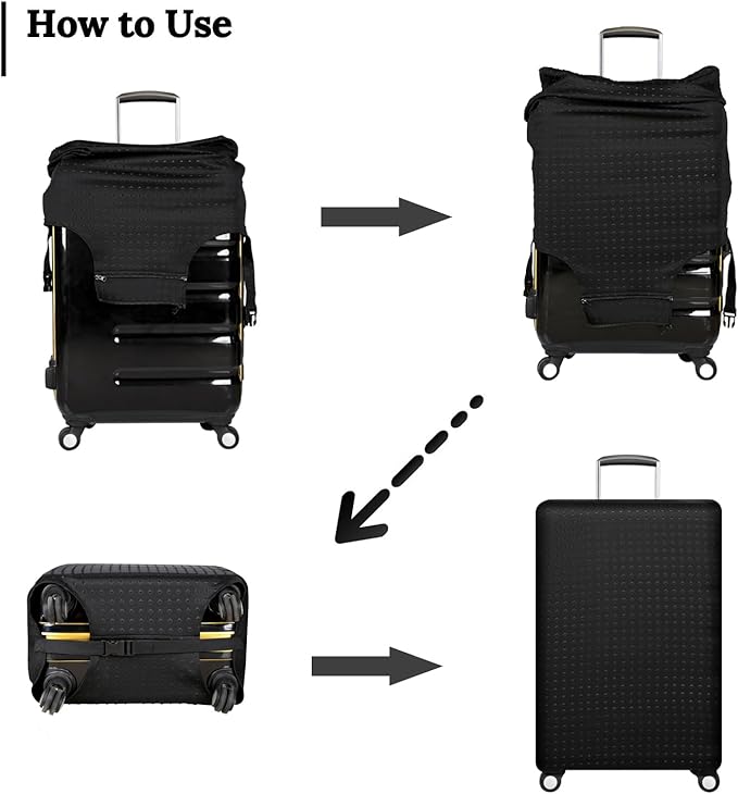 Luggage Cover, Protective Washable Suitcase Cover - Travel Elastic Spandex Suitcase Protector Fits 19 to 20 Inch Black