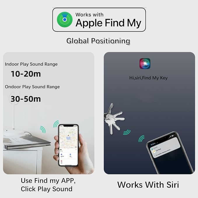 NutaleTag Key Finder 4 Pack - Only iOS - Bluetooth Smart Item Tracker Tag - Work with Find My - Keep Track of The Items That Matter Most - Find Keys Device or Car Key