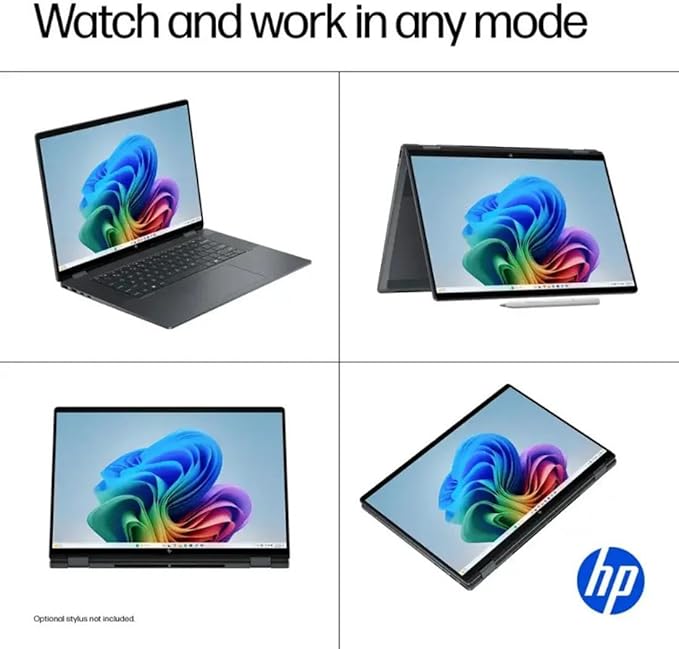 HP OmniBook X Flip 16 2-in-1 Laptop: 16" FHD+ Touchscreen, Intel Core Ultra 7, 16GB RAM, 1TB SSD, w/Pen & Lifetime Office - Copilot+ AI PC, Windows 11 Pro
