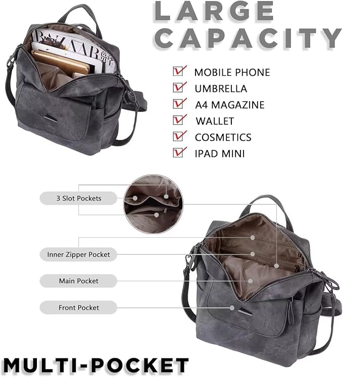 PU Leather Backpack Purse for Women Fashion Multipurpose Design Handbag Ladies Shoulder Bags Travel Backpack Pink