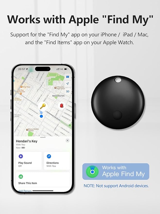 Tracker Tags, Item Finder Work with Apple Find My (iOS Only), Tracking Device Locator Smart Tag for Luggage, Keys, Wallet, Bike, Pets, Bags (Multi-Color, 4 Pack)