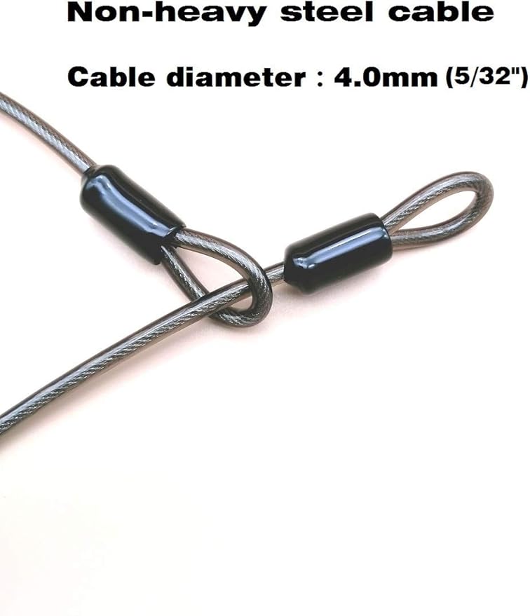 4mm Thick（5/32"） 7FT,15FT,30FT Braided Steel Coated Security Thin Cable Anti-Lost Steel Cable Luggage Lock Safety Cable Wire Double Loop (15FT)