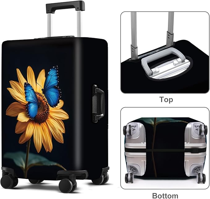 Luggage Cover Washable Suitcase Protector Anti-scratch Suitcase cover Fits 20-34 Inch Luggage (Sunflower, M(24-26inch suitcase))